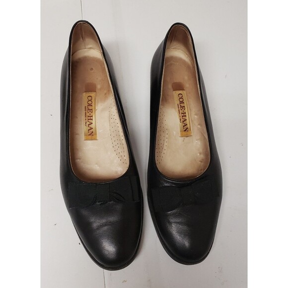 Cole Haan Handmade in Italy 100% Leather Black Low Heel Shoe Sz 9.5 PO Fair - Picture 4 of 11